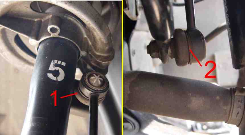Bert Rowe'sAclass info. Front Suspension, Replacing Drop links,